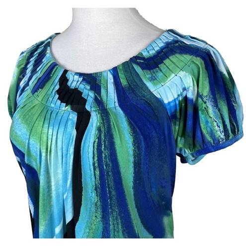 Style & Co Women's Blue Marbled Pattern Sleeveless Blouse Shirt Size SMALL