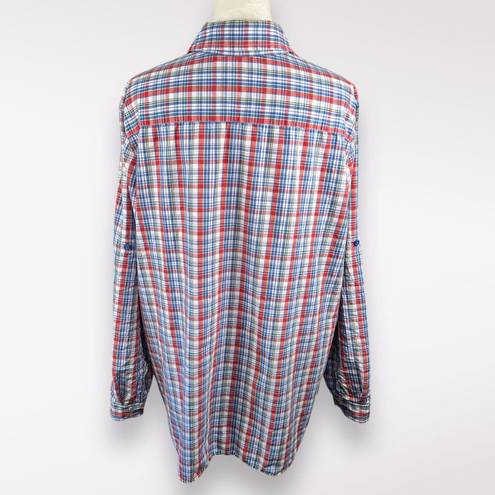 Tommy Hilfiger Long Sleeve Shirt Half Button Plaid Sailing Top XL
