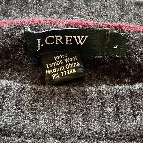 J.Crew  womens lambs wool charcoal gray heavy pullover sweater L preppy classic