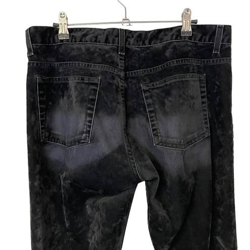 DKNY  Y2K Black Mixed Media Velvet Denim Flared Jeans 11