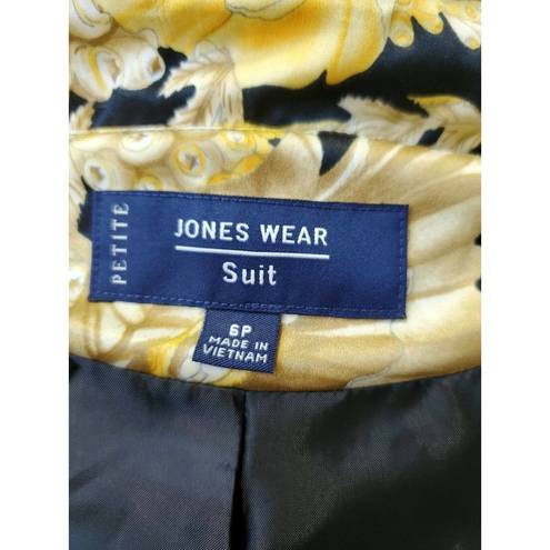 Jones Wear  Women's Floral Polyester Long Sleeve Single Breasted Blazer Size 6P