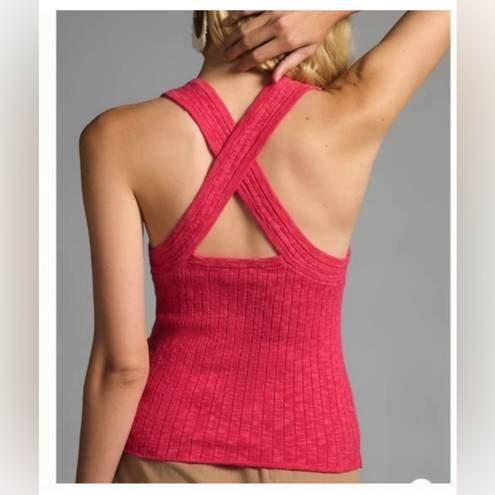 Pilcro  Anthropologie Ribbed Square-Neck Sweater Tank cross back sweater top NWOT