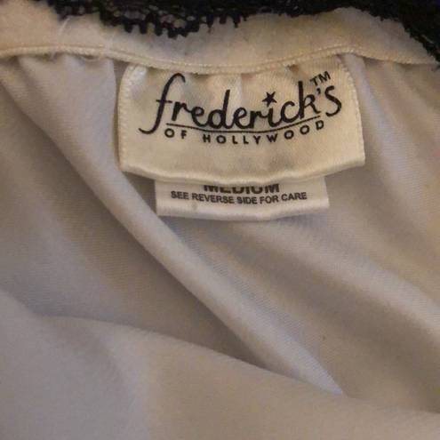 Frederick's of Hollywood Frederick’s Of Hollywood Sexy Halter Chemise Sz. M White Black Lace Low Cut