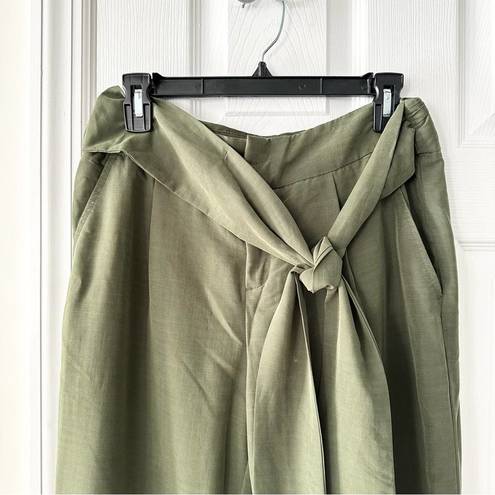 Anthropologie  Coquille Olive Green Soft Paperbag Tie Waist Casual Jogger Pants 8