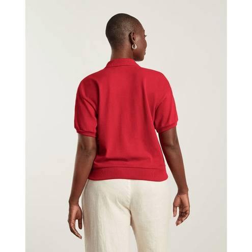 Everlane  The Oversized Polo Shirt Top Cotton Goji Berry Red Size S NWT