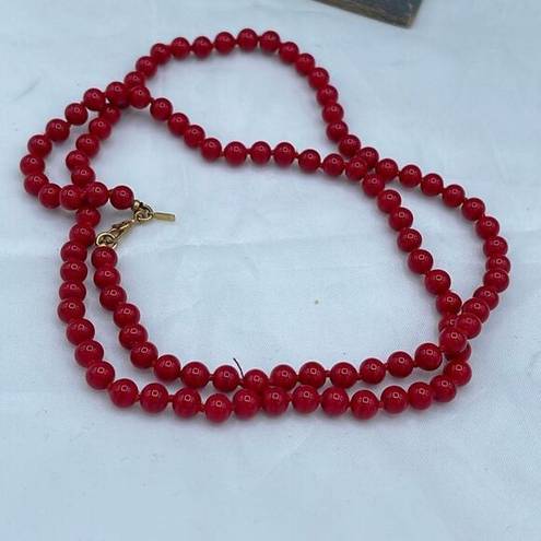 Monet Vintage  red beaded 26” necklace