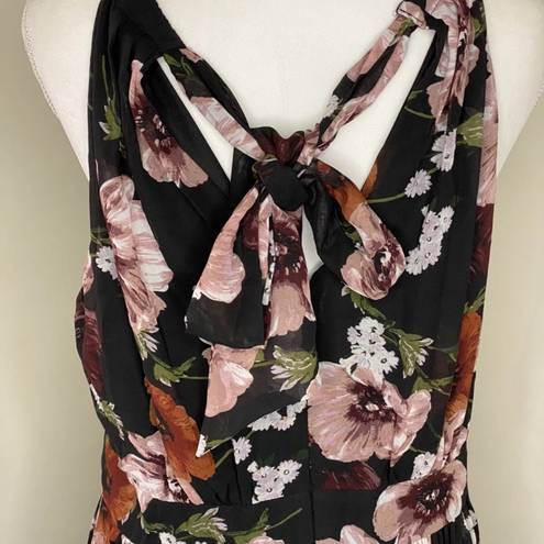 INC  International Concepts Women's Floral-Print Halter Maxi Dress Black Size 4