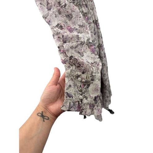 Krass&co Ivy City  Long Sleeve Gray Purple Floral Maxi Dress Size Small