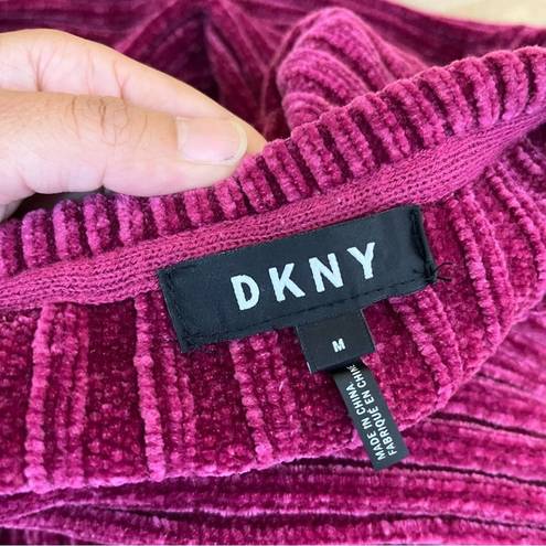 DKNY  Purple Chenille Ribbed Crop Sweater