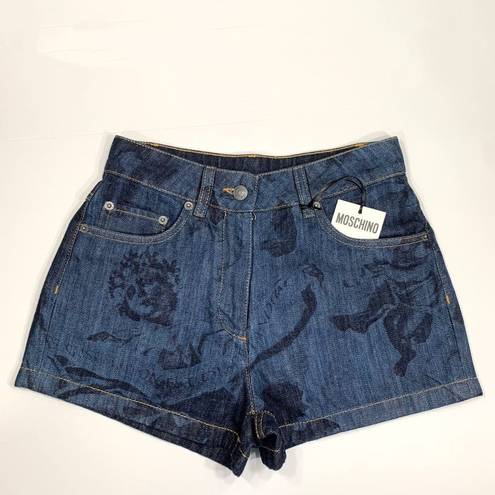 Moschino  Couture Printed Denim High Rise Shorts