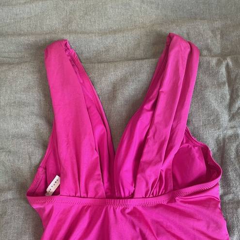 Trina Turk  Standard Getaway Solids Hot Pink Wrap Front One-Piece Swimsuit Size 8