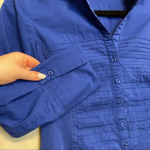 Zac and Rachel  Cobalt Blue Fitted Button Down Blouse Size Medium