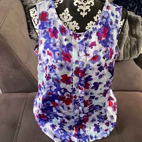 Coldwater Creek  Colorful Flower Design Tank Blouse Size 14 Large