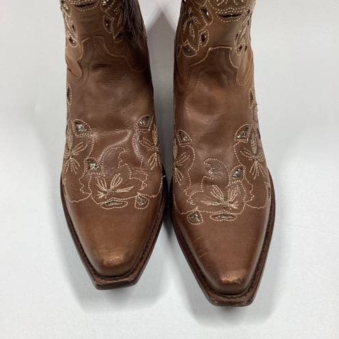 Shyanne  Cassia Sugar Mate Glitter Inlay Western brown Boot Snip Toe Size 10