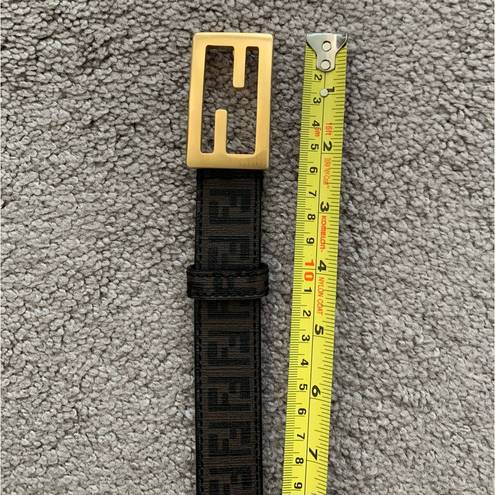 Fendi Authentic unisex  black and brown FF monogram belt with dust bag size 36”