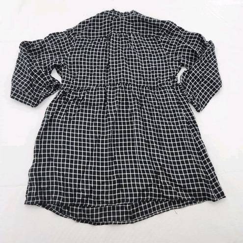 Isabel Maternity  Womens 3/4 Sleeve Button Front Shirt Black Plaid Size XS