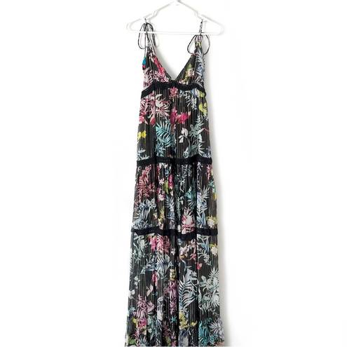 Rococo 🆕  SAND Moonlight Floral Metallic Maxi Tiered Dress Sz XS