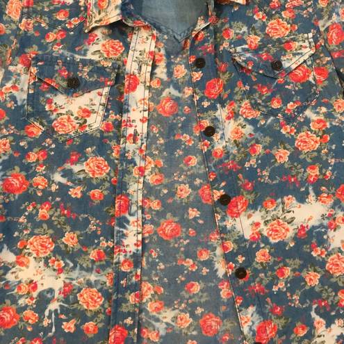 Bullhead Black  multicolor floral button down top