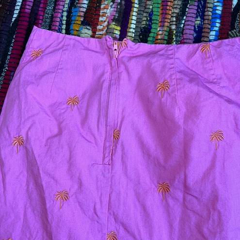 Lilly Pulitzer  Pink Mini Skirt Embroidered Orange Palm Trees Size 6 Tropical