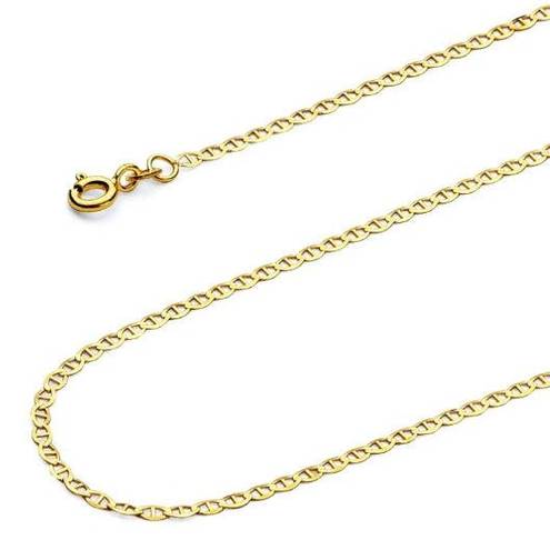 Tehrani Jewelry 14k Real Gold 1.4mm Flat Mariner Chain necklace