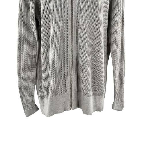 ALLSAINTS  Fellan Zip Up Sweater Open Knit Cardigan Grey Medium