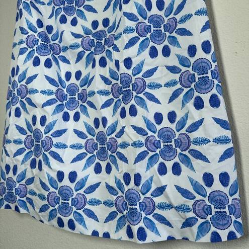 Hill House  New The Charlie Blue Shell Mosaic Cotton Mini Dress Small