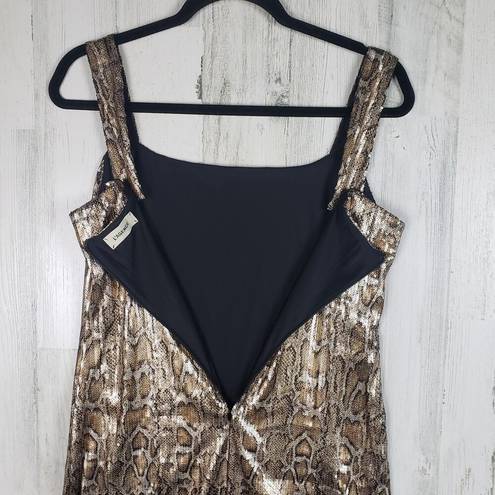 L'Agence  Auden Snake Print Sequined Square Neck Sleeveless Mini Dress Women's