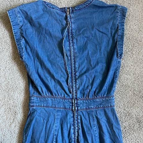 INC EGC  buttery soft faux wrap denim v-neck dress with side ruching‎ size 2