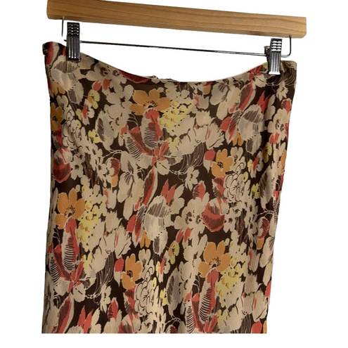 Polo  by Ralph Lauren Brown Floral Print Chiffon Midi Skirt Size 4