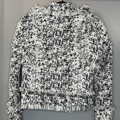 Alexis NWOT  Blazer Black & White Tweed Boucle Fringe Nadia Jacket Size S