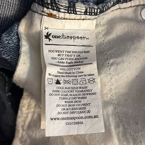 One Teaspoon  Trashed Free Birds Jeans Blue Acid Wash Highly Destroyed