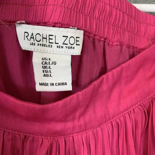 Rachel Zoe  Women's Pink Pleated Midi Skirt Elastic Waist Lined Size Large