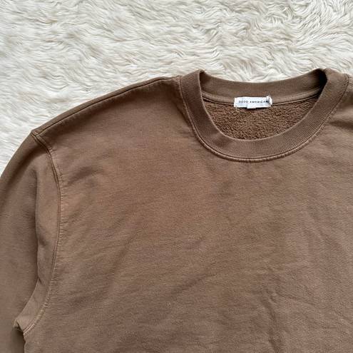 Good American Sweatshirt Crewneck Long Sleeve Pullover Sweater Tan Brown L