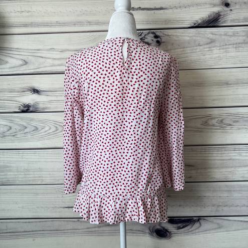 BeachLunchLounge White & Red Poppy Floral Patterned Blouse