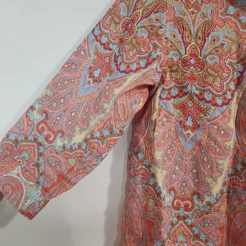 Chico's  Eclectic Paisley Printed Floral 100% Linen Women S Button Front Shirt