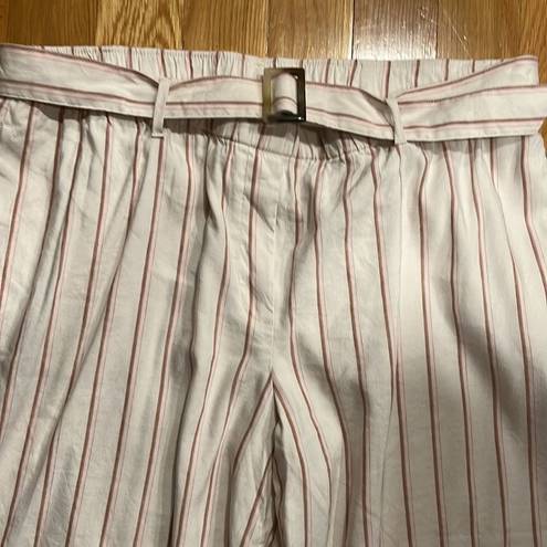 J.Jill  linen stretch Jenna striped belted wide leg crop pants size xlarge .