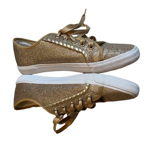 Jack Rogers  Carter Glitter Sneakers Metallic Gold Lace Up Sparkle