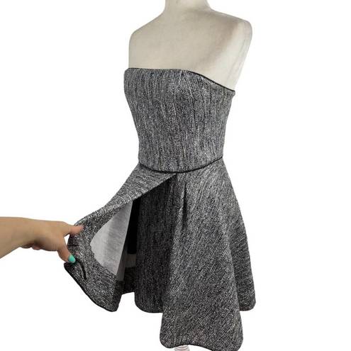 Hunter Bell  Womens Size 4 Grace Dress Strapless Cocktail Gray Silver Mini Gown