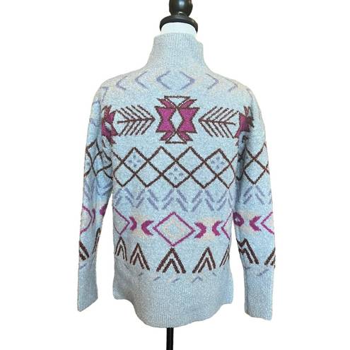 Lou & grey  Mock Neck Fair Isle Tunic Sweater Comfy Cozy Gray Size XS