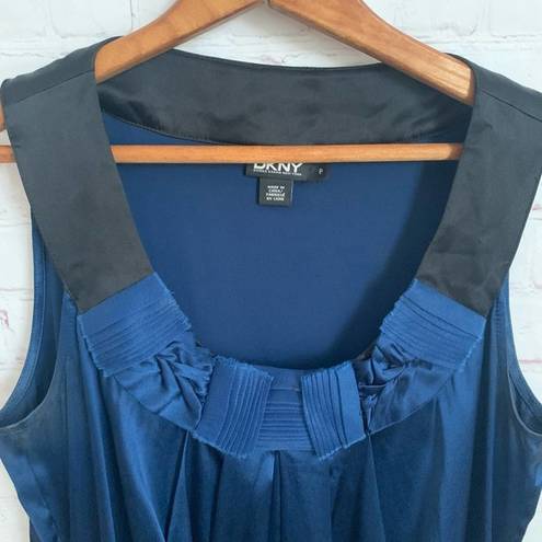 DKNY  blue and black scoop neck silk sheath dress size P