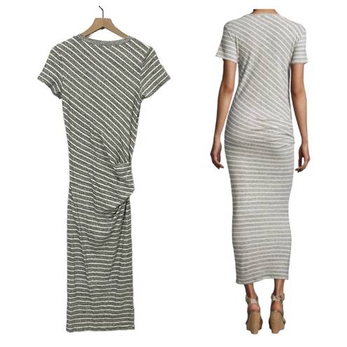 James Perse  Striped Tucked Maxi Dress - Gray/White - 1 (Small)