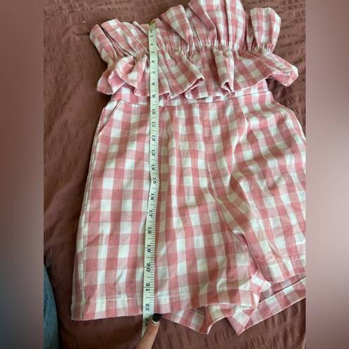 Entro  Gingham Pink & White Strapless Romper