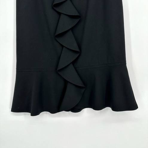 Saint Laurent Yves  YSL Wool Stretch Ruffle Trim Pencil Skirt Black Women's 4