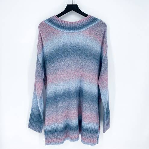 a.n.a  Ombre Knit V-Neck Sweater Blue Pink Size 0X
