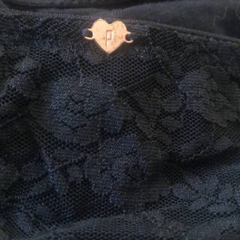 PINK - Victoria's Secret PINK VICTORIA’S SECRET BLACK STRETCH LACE BANDEAU STRAPLESS BRA TOP M