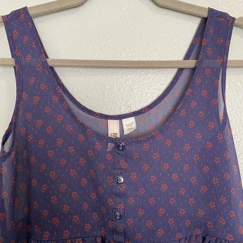 Route 66  Blue Sheer Floral Sleeveless Blouse Sz M