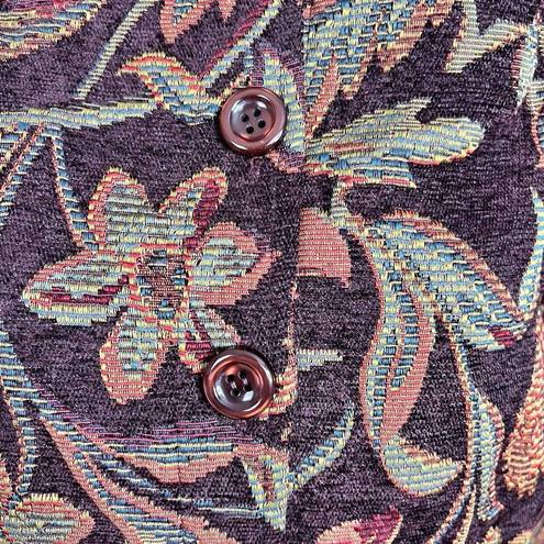 Chadwick's Vintage Size 4P Petite Tapestry Blazer Jacket Floral Print Button Up