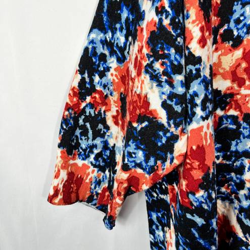 Dress Barn Orange & Blue Floral Printed Half Sleeve Knit Sweater Plus Size 3X