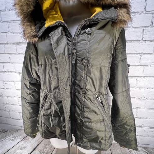 Gallery Giacca  Puffer Jacket Parka Coat Faux Fur Hoodie Winter Jacket M