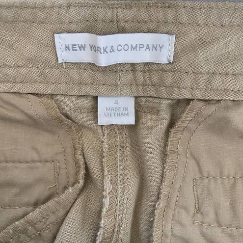 Krass&co NY &  Linen Cotton Blend Crop Straight Leg Khaki Pants Sz 4